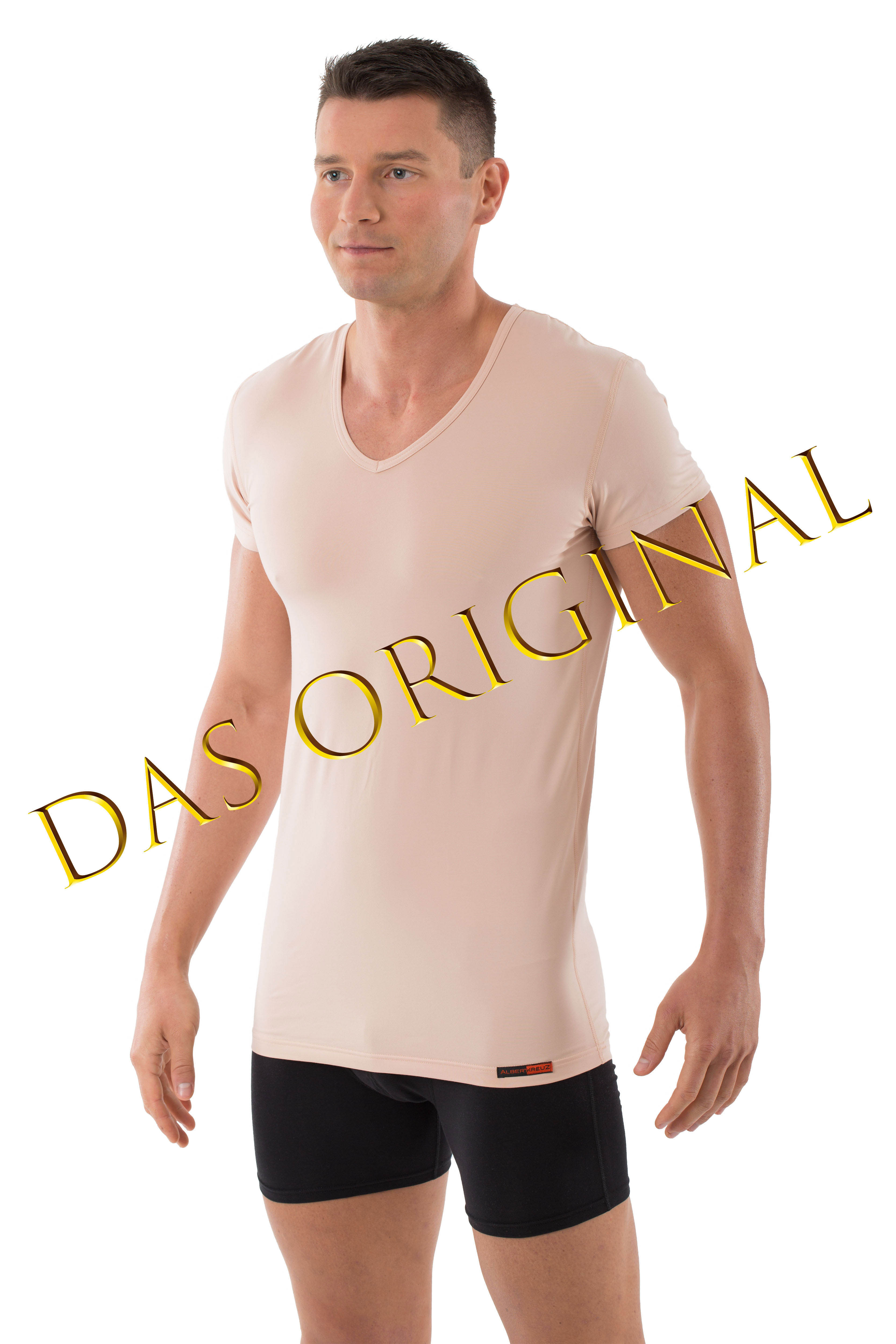 Hautfarbenes | Herrenunterhemd / KREUZ Unterhemd V-Ausschnitt ALBERT \