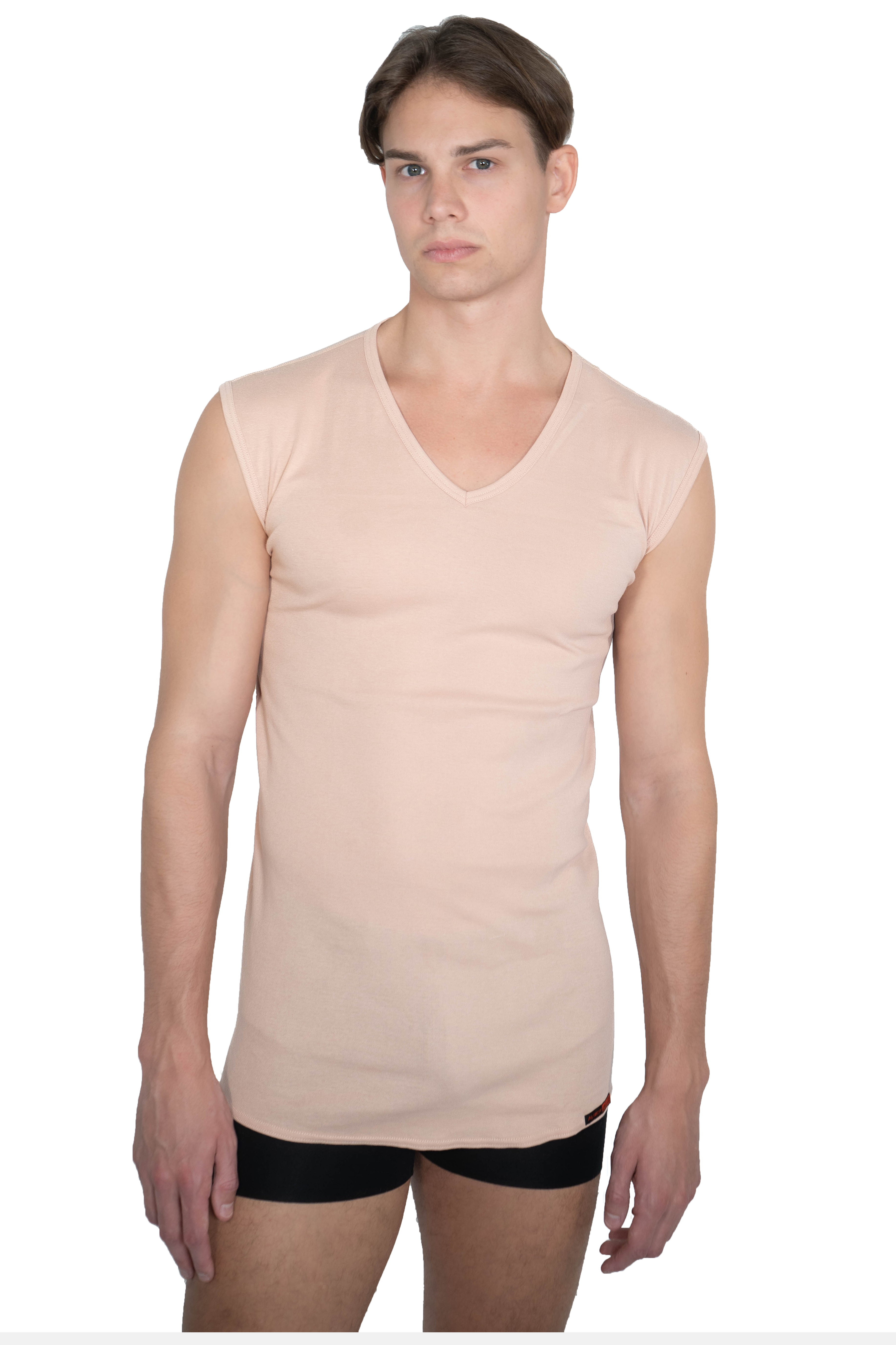 ALBERT KREUZ | Herren ohne Unterhemd Arm 100% V-Ausschnitt Bio-Baumwolle unsichtbar